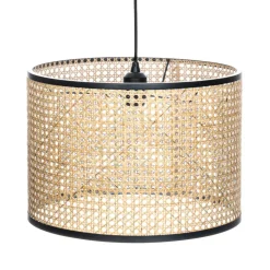 Lindby hanglamp Yaelle, Ø 40 cm, rotan, zwart, E27