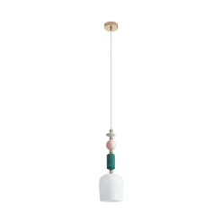 Lindby hanglamp Ysoria, grijs/roze/groen, keramiek, Ø 16 cm