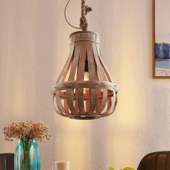 Lindby Haruno hanglamp van rotan, 33 cm