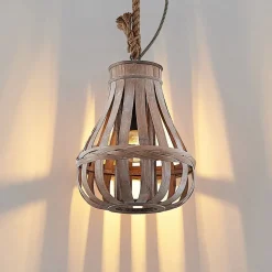 Lindby Haruno hanglamp van rotan, 33 cm
