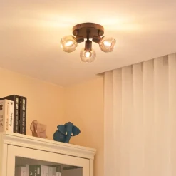 Lindby Hedvig plafondlamp, rond, zwart, 3-lamps.