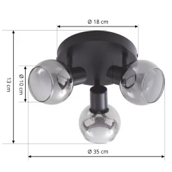 Lindby Hedvig plafondlamp, rond, zwart, 3-lamps.