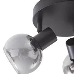 Lindby Hedvig plafondlamp, rond, zwart, 3-lamps.