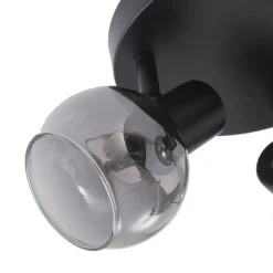 Lindby Hedvig plafondlamp, rond, zwart, 3-lamps.