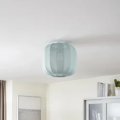 Lindby Helin plafondlamp, blauw, stof, Ø 35 cm