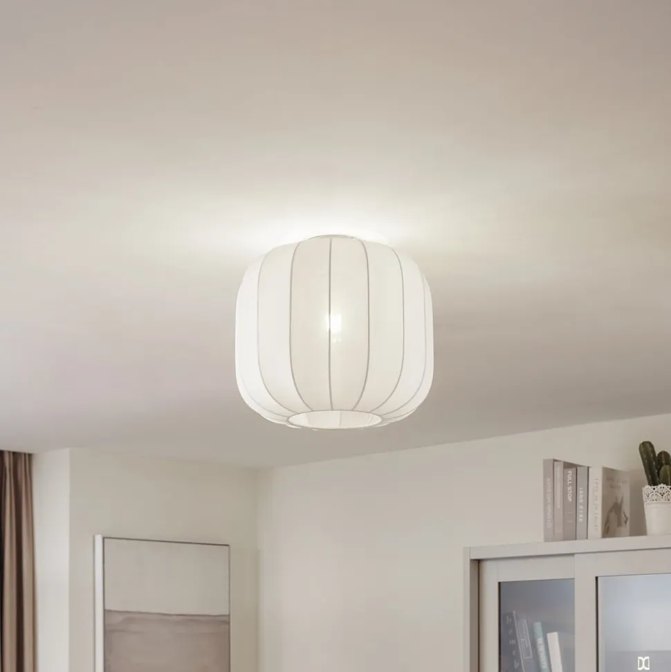 Lindby Helin plafondlamp, wit, stof, Ø 35 cm