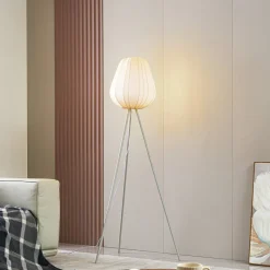 Lindby Helin vloerlamp, beige, textiel, driepoot, 144 cm, E27