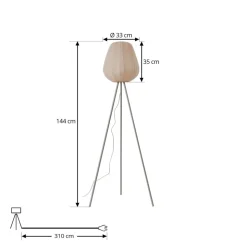 Lindby Helin vloerlamp, beige, textiel, driepoot, 144 cm, E27