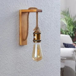 Lindby Helou houten wandlamp met zichtbare fitting