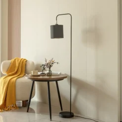 Lindby Hinay textiel-vloerlamp zwart/goud