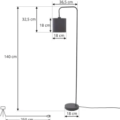 Lindby Hinay textiel-vloerlamp zwart/goud
