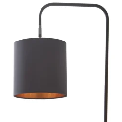 Lindby Hinay textiel-vloerlamp zwart/goud