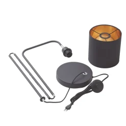 Lindby Hinay textiel-vloerlamp zwart/goud