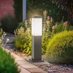 Lindby Honula sokkellamp, 45 cm, donkergrijs, IP44, E27