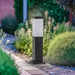 Lindby Honula sokkellamp, 45 cm, donkergrijs, IP44, E27