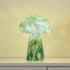 Lindby Hubi tafellamp, groen, glas, Ø 22 cm, paddestoelvorm