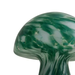 Lindby Hubi tafellamp, groen, glas, Ø 22 cm, paddestoelvorm