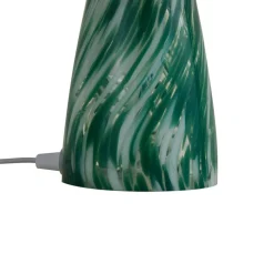 Lindby Hubi tafellamp, groen, glas, Ø 22 cm, paddestoelvorm