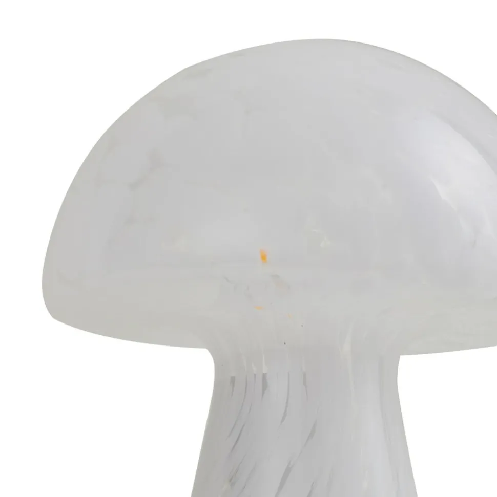 Lindby Hubi tafellamp, wit, glas, Ø 22 cm, paddestoelvorm