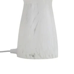 Lindby Hubi tafellamp, wit, glas, Ø 22 cm, paddestoelvorm
