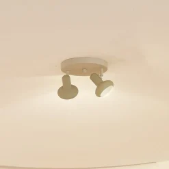 Lindby Huby plafondspot, 2-lamps, crème/lichtgroen, ijzer