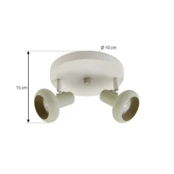 Lindby Huby plafondspot, 2-lamps, crème/lichtgroen, ijzer