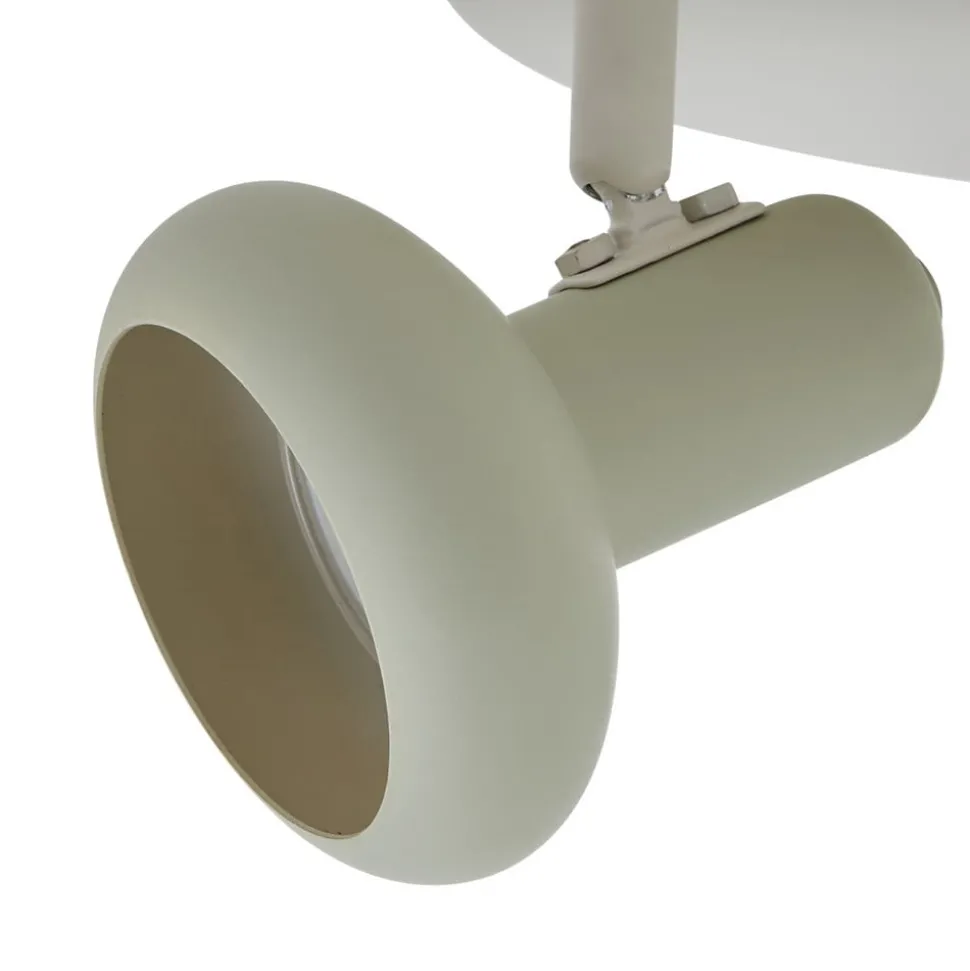 Lindby Huby plafondspot, 3-lamps, crème/lichtgroen, ijzer