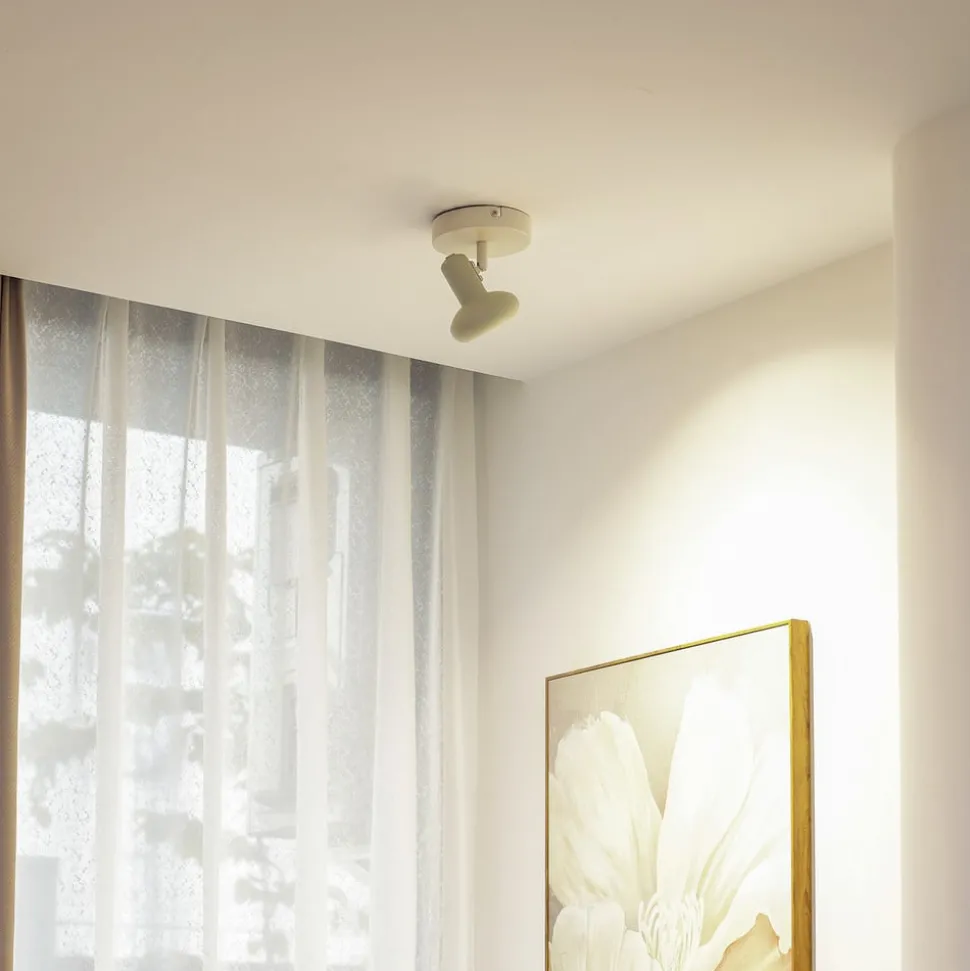 Lindby Huby plafondspot, 1-lamp, crème/lichtgroen, ijzer