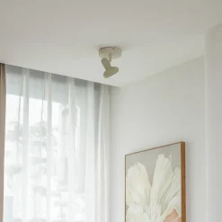 Lindby Huby plafondspot, 1-lamp, crème/lichtgroen, ijzer