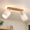 Lindby Imarin plafondspot, 2-lamps, eiken/wit