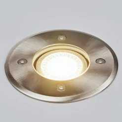 Lindby Insa grondspot inbouwlamp, roestvrij staal, GU10, IP67, Ø11cm