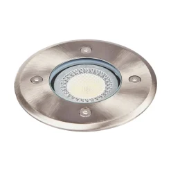 Lindby Insa grondspot inbouwlamp, roestvrij staal, GU10, IP67, Ø11cm