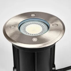 Lindby Insa grondspot inbouwlamp, roestvrij staal, GU10, IP67, Ø11cm