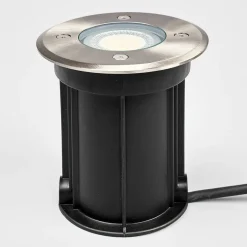Lindby Insa grondspot inbouwlamp, roestvrij staal, GU10, IP67, Ø11cm