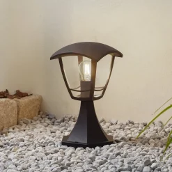 Lindby Isidoro sokkellamp, zwart, hoogte 28 cm, kunststof