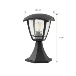 Lindby Isidoro sokkellamp, zwart, hoogte 28 cm, kunststof
