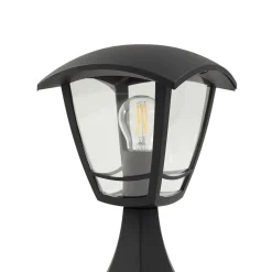 Lindby Isidoro sokkellamp, zwart, hoogte 28 cm, kunststof