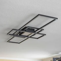 Lindby Ismera plafondlamp 3 frames, antraciet