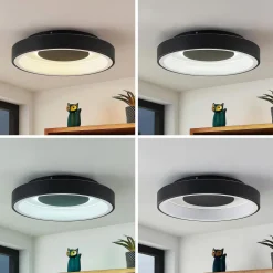 Lindby Izan LED plafondlamp, RBGW, zwart