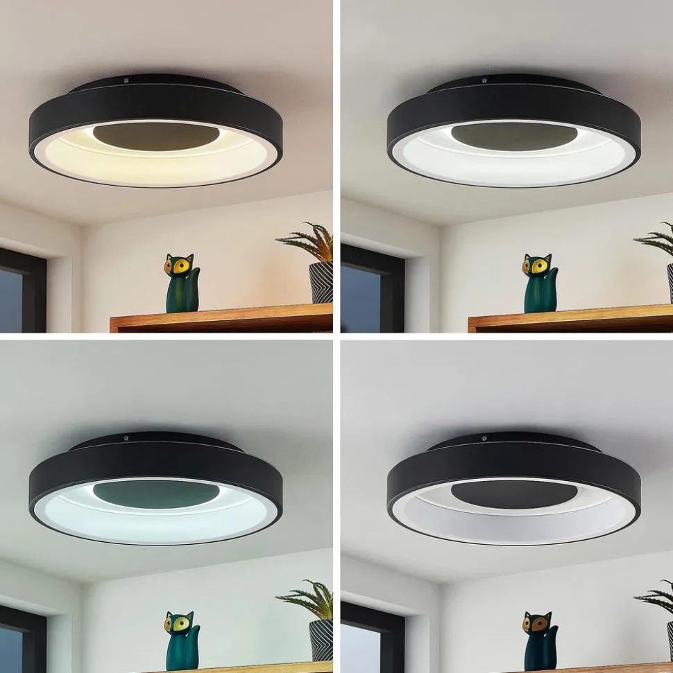 Lindby Izan LED plafondlamp, RBGW, zwart