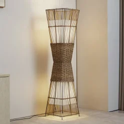 Lindby Jacinto vloerlamp, bamboe, hennep, hoogte 130 cm