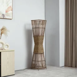 Lindby Jacinto vloerlamp, bamboe, hennep, hoogte 130 cm