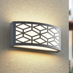 Lindby Jakari LED buiten wandlamp, hoekig, patroon