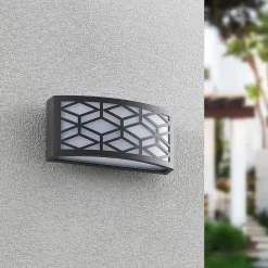 Lindby Jakari LED buiten wandlamp, hoekig, patroon