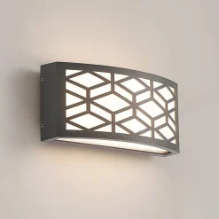 Lindby Jakari LED buiten wandlamp, hoekig, patroon