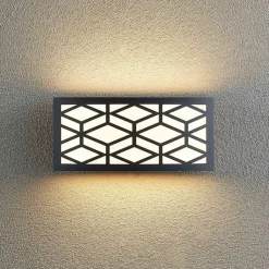 Lindby Jakari LED buiten wandlamp, hoekig, patroon