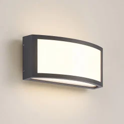 Lindby Jakari LED buiten wandlamp, hoekig, wit