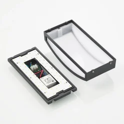 Lindby Jakari LED buiten wandlamp, hoekig, wit