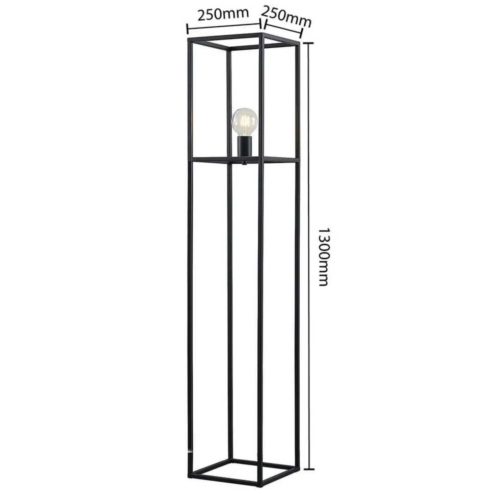 Lindby Jordana vloerlamp, frame, zwart, 1-lamp.