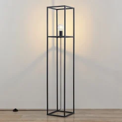 Lindby Jordana vloerlamp, frame, zwart, 1-lamp.